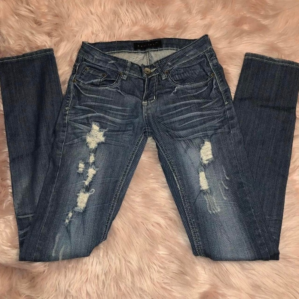 DAVINCI WOMENS SKINNY RIPPED JEANS SIZE 1 L32